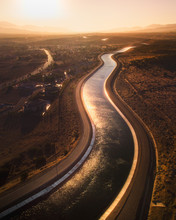 California Aquaduct At Sunset