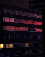 Reflection Of Sunset On Office Building Windows