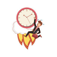 Sticker - time clock launcher startup with businessman