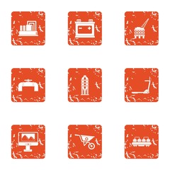 Poster - Grease icons set. Grunge set of 9 grease vector icons for web isolated on white background