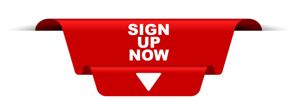 red vector banner sign up now