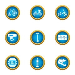 Poster - Cycleway icons set. Flat set of 9 cycleway vector icons for web isolated on white background