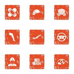 Poster - State security icons set. Grunge set of 9 state security vector icons for web isolated on white background