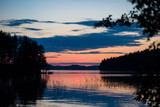 Fototapeta Zachód słońca - Finnish lakeside sunset scenery