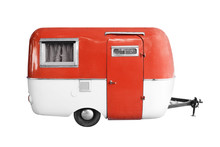 Vintage Caravan Or Camper Trailer Isolated On White