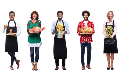 Canvas Print - Group of people making food