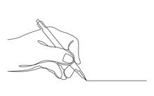 Continuous Line Drawing Of Hand Drawing Line With Pen
