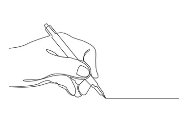 Poster - continuous line drawing of hand drawing line with pen