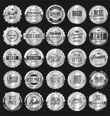 silver retro vintage badges and labels collection