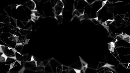 Poster - Rotating flickering halo. Depth of field. Abstract technology background. Place for text. Seamless loop.