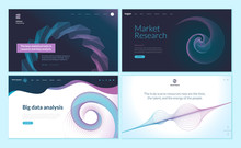 Set Of Web Page Design Templates With Abstract Background For Big Data Analysis, Software, Market Research . Modern Vector Illustration Concepts For Website And Mobile Website Development. 