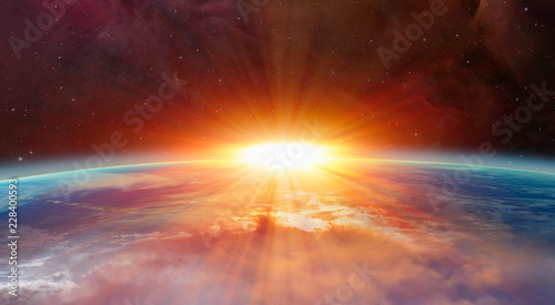 Cuadros en Lienzo Planet Earth with a spectacular sunset Elements of this image furnished by NASA