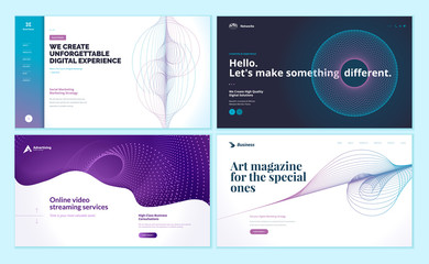 Poster - set of web page design templates with abstract background for social marketing, video streaming, onl