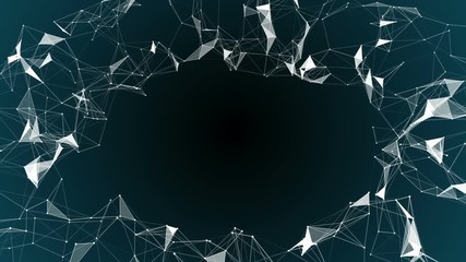 Poster - Hub of attention. Deep blue background. Technological abstract background. Place for text. Seamless loop.