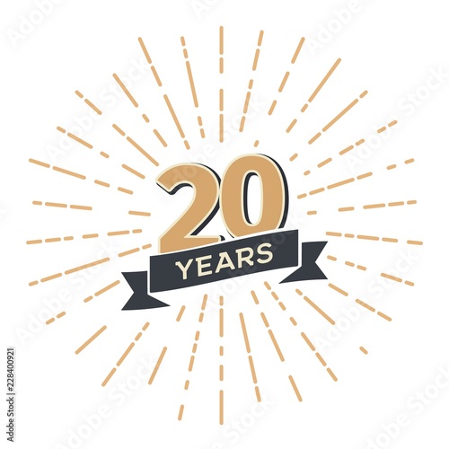 Fotomural 20 th anniversary retro vector emblem isolated template