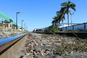 Wall Mural - a close up of railroad tracks