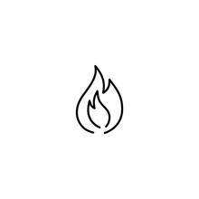 Fire Light Symbol Line Black Icon On White Background