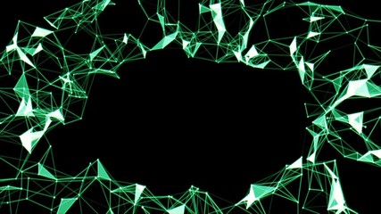Poster - Self-connecting elements. Green holographic background. Abstract technology background. Place for text. Seamless loop.