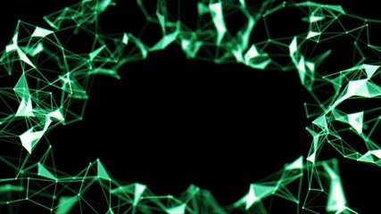 Poster - Emerald jellyfish. Green holographic background. Technological abstract background. Place for text. Seamless loop.