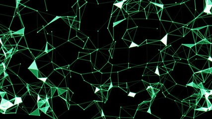 Poster - High-generation network. Green holographic background. Abstract technology background. Place for text. Seamless loop.