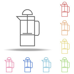 Poster - press the kettle icon. Elements of kitchen in multi color style icons. Simple icon for websites, web design, mobile app, info graphics