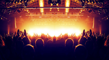 Wall Mural - concert crowd clapping a band performance
