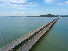 Aerial View Bridge Over The Sea