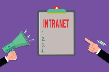 Aufkleber - Conceptual hand writing showing Intranet. Business photo showcasing local or restricted communications network especially private one.