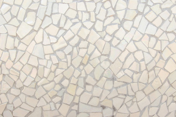 Wall Mural - Broken tiles mosaic seamless pattern. Cream and Brown the tile wall high resolution real photo or brick seamless and texture interior background.