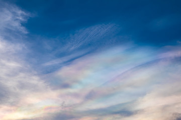 colorful iridescent blue sky with cloud