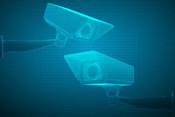 Wall Mural - set of vector images. CCTV camera