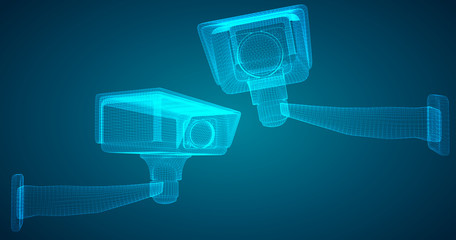 Wall Mural - set of vector images. CCTV camera