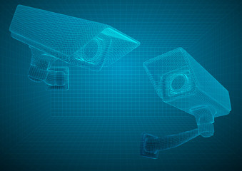 Wall Mural - set of vector images. CCTV camera