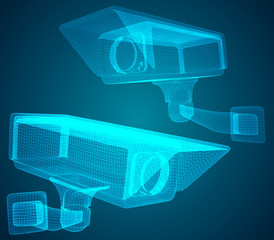 Wall Mural - set of vector images. CCTV camera