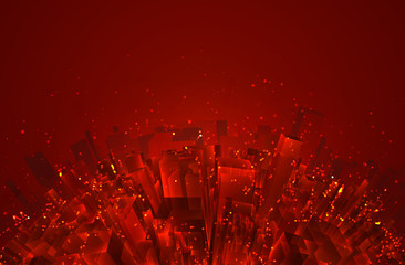 Wall Mural - vector abstract 3d crystal. a view of the roofs of the city, a large chaotic set of glass pendants.