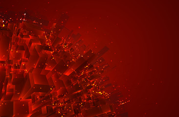 Wall Mural - vector abstract 3d crystal. a view of the roofs of the city, a large chaotic set of glass pendants.