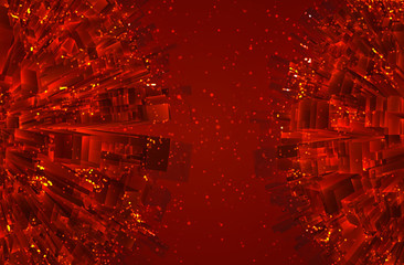 Wall Mural - vector abstract 3d crystal. a view of the roofs of the city, a large chaotic set of glass pendants.