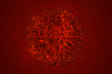 Wall Mural - vector abstract 3d crystal. a view of the roofs of the city, a large chaotic set of glass pendants.