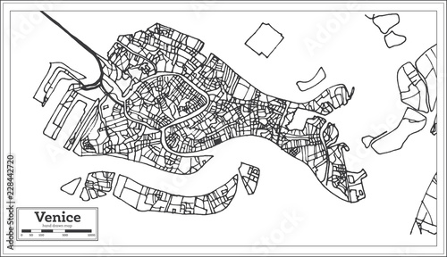 Cuadros en Lienzo Venice Italy City Map in Retro Style. Outline Map.