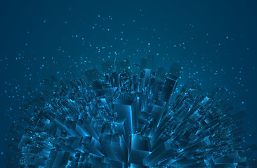 Wall Mural - vector abstract 3d crystal. a view of the roofs of the city, a large chaotic set of glass pendants.