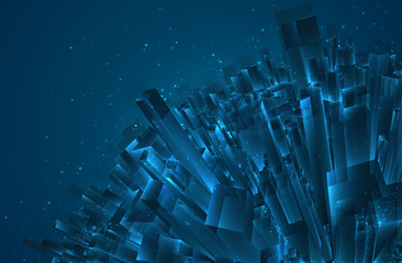 Wall Mural - vector abstract 3d crystal. a view of the roofs of the city, a large chaotic set of glass pendants.