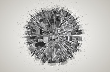 Wall Mural - vector abstract 3d crystal. a view of the roofs of the city, a large chaotic set of glass pendants.