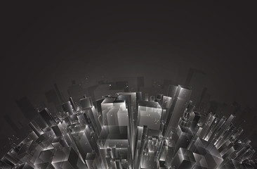 Wall Mural - vector abstract 3d crystal. a view of the roofs of the city, a large chaotic set of glass pendants.