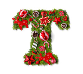 Christmas alphabet letter T