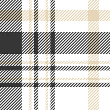 Seamless Plaid Pattern In Black, Beige And White