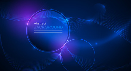 Aufkleber - Illustration Abstract glowing, neon light effect, wave line, wavy pattern. Vector design communication techno on blue background. Futuristic digital technology for web or banner background