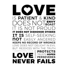Biblical Phrase From 1 Corinthians 13:8, Love Never Fails