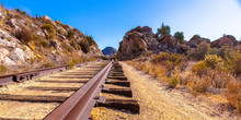 Railway Running Through The Desert In California