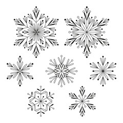 Wall Mural - Set of Christmas snowflakes isolated on white