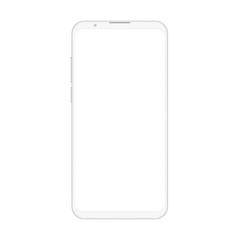 Aufkleber - High quality realistic trendy soft clean no frame white smartphone with blank white screen. Vector Mockup phone for visual ui app demonstration.